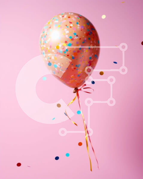 Intra Συλλεκτικό Ξύλινο Παζλ Plywood  4mm - Όμορφη εικόνα ενός ροζ μπαλονιού με κομφετί Σε Ξύλινο Κουτί - Διαστάσεις: 10x10 cm – 25 κομμάτια