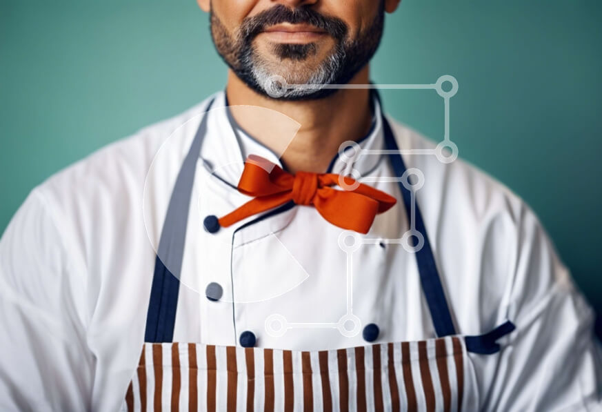 Intra Συλλεκτικό Ξύλινο Παζλ Plywood  4mm - Άνδρας σεφ με πορτοκαλί καπέλο και λευκό σακάκι Σε Ξύλινο Κουτί - Διαστάσεις Puzzle: 10x10 cm – 25 κομμάτια