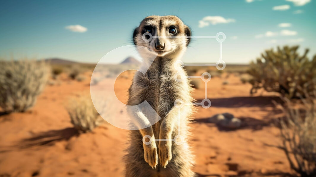 Σετ των 2 Intra Συλλεκτικό Ξύλινο Παζλ Plywood  4mm - Περίεργη Meerkat που στέκεται στην έρημο Σε Ξύλινο Κουτί - Διαστάσεις: 10x10 cm – 25 κομμάτια