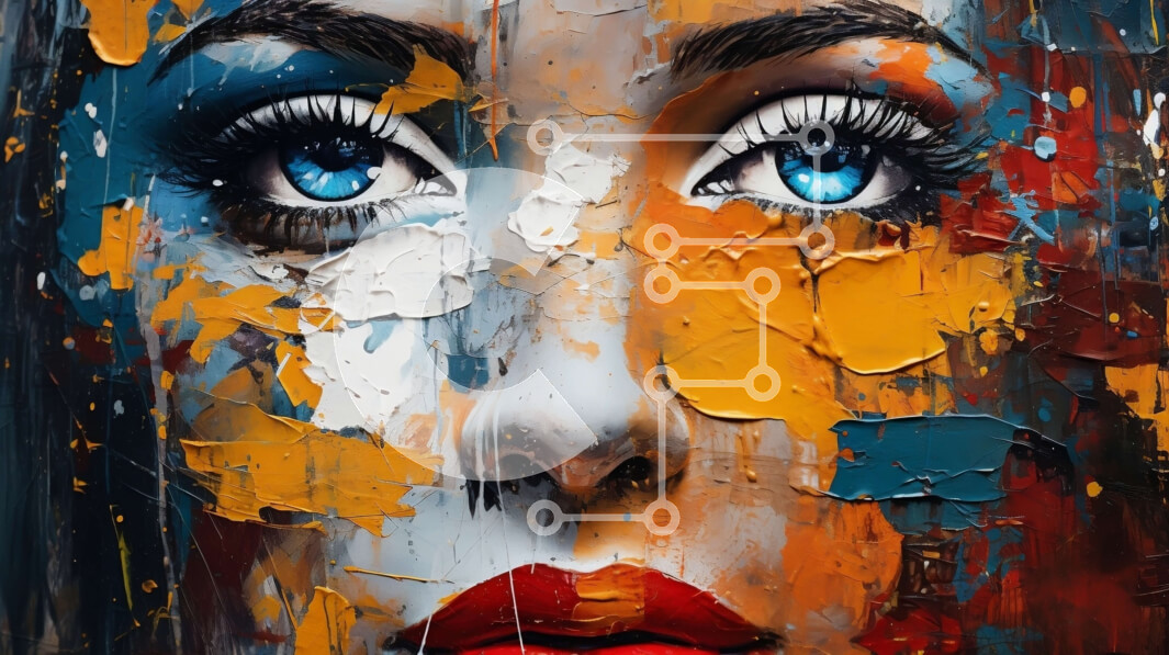 Σετ των 2 Intra Συλλεκτικό Ξύλινο Παζλ Plywood  4mm - Πολύχρωμο πορτρέτο προσώπου με ζωηρές πιτσιλιές χρωμάτων Σε Ξύλινο Κουτί - Διαστάσεις: 10x10 cm – 25 κομμάτια