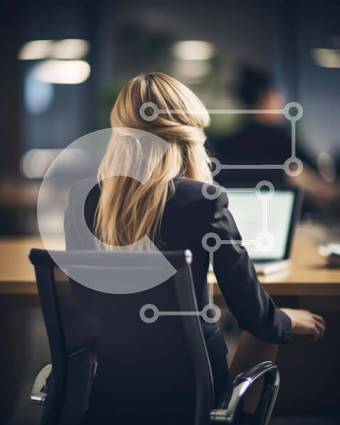 Intra Συλλεκτικό Ξύλινο Παζλ Plywood  4mm - Επιχειρηματίας που εργάζεται στο γραφείο με φορητό υπολογιστή Σε Ξύλινο Κουτί - Διαστάσεις Puzzle: 10x10 cm – 25 κομμάτια