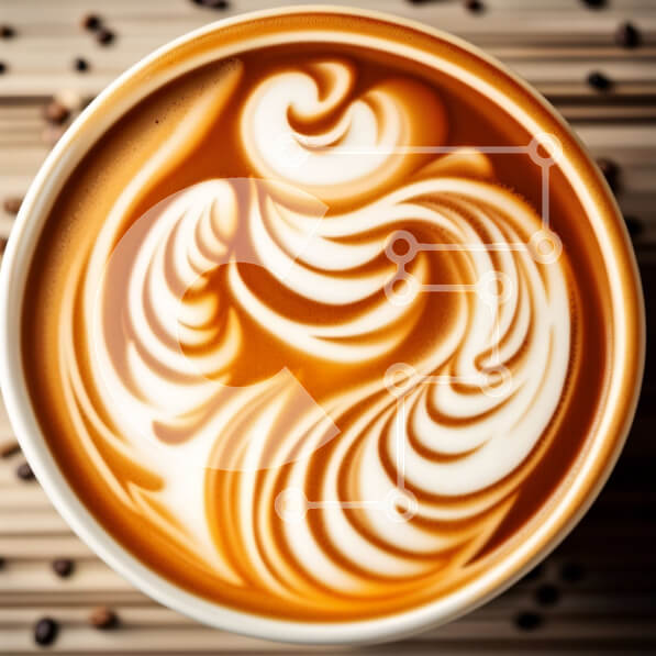 Σετ των 2 Intra Συλλεκτικό Ξύλινο Παζλ Plywood  4mm - Όμορφη τέχνη latte σε λευκό φλιτζάνι σε ξύλινο τραπέζι με κόκκους καφέ Σε Ξύλινο Κουτί - Διαστάσεις: 10x10 cm – 25 κομμάτια