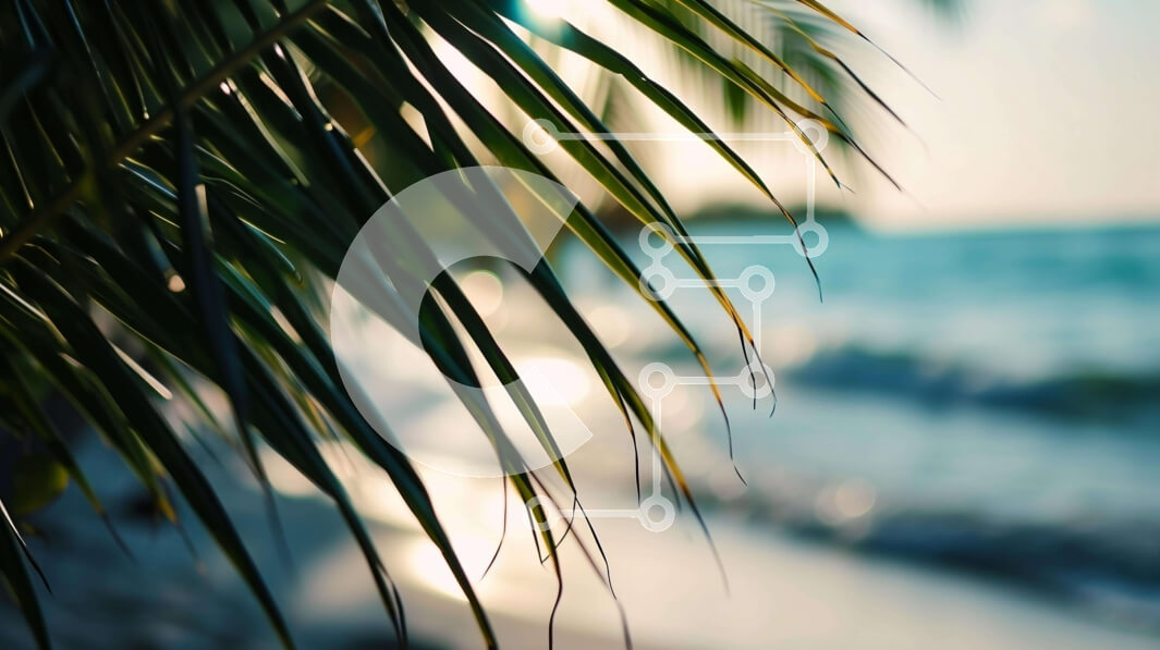 Intra Συλλεκτικό Ξύλινο Παζλ Plywood  4mm - Φοίνικας στην παραλία με θέα στον ωκεανό Σε Ξύλινο Κουτί - Διαστάσεις: 10x10 cm – 25 κομμάτια