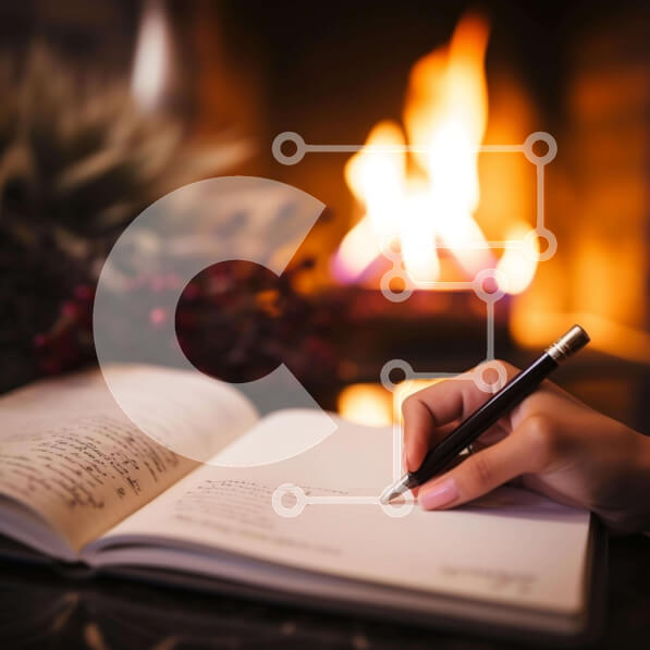 Intra Συλλεκτικό Ξύλινο Παζλ Plywood  4mm - Άνετη γωνιά γραφής με τζάκι και σημειωματάριο Σε Ξύλινο Κουτί - Διαστάσεις Puzzle: 10x10 cm – 25 κομμάτια