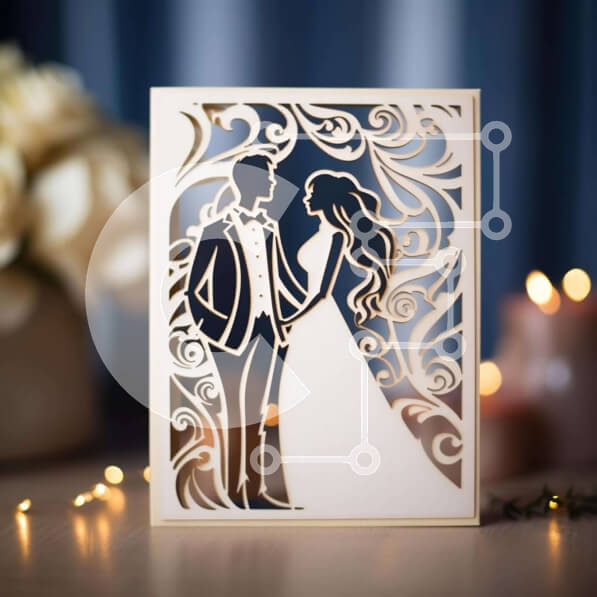 Intra Συλλεκτικό Ξύλινο Παζλ Plywood  4mm - Κομψή σιλουέτα νύφης και γαμπρού για ειδικές περιστάσεις Σε Ξύλινο Κουτί - Διαστάσεις: 10x10 cm – 25 κομμάτια