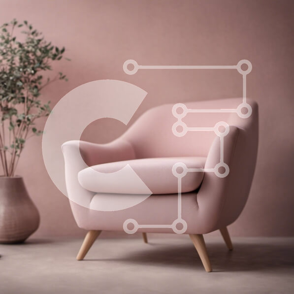 Intra Συλλεκτικό Ξύλινο Παζλ Plywood  4mm - Ροζ καρέκλα με ξύλινα πόδια στη γωνία του δωματίου Σε Ξύλινο Κουτί - Διαστάσεις Puzzle: 10x10 cm – 25 κομμάτια