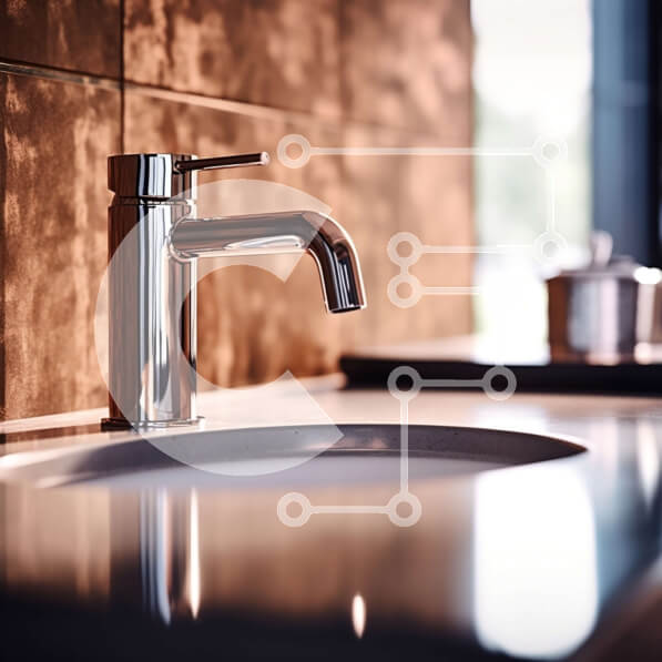 Intra Συλλεκτικό Ξύλινο Παζλ Plywood  4mm - Κομψός νιπτήρας μπάνιου με βρύση χρωμίου και ορθογώνιο καθρέφτη Σε Ξύλινο Κουτί - Διαστάσεις Puzzle: 10x10 cm – 25 κομμάτια