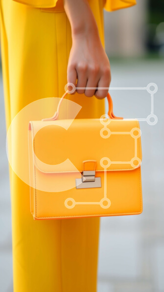 Intra Συλλεκτικό Ξύλινο Παζλ Plywood  4mm - Γυναικείο χέρι που κρατά μια κίτρινη τσάντα Σε Ξύλινο Κουτί - Διαστάσεις Puzzle: 10x10 cm – 25 κομμάτια