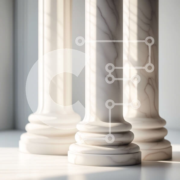 Intra Συλλεκτικό Ξύλινο Παζλ Plywood  4mm - Κομψή εικόνα τριών λευκών μαρμάρινων στηλών Σε Ξύλινο Κουτί - Διαστάσεις Puzzle: 10x10 cm – 25 κομμάτια