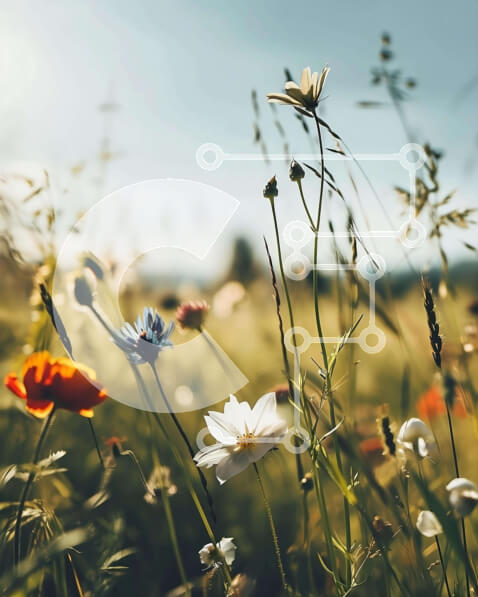 Intra Συλλεκτικό Ξύλινο Παζλ Plywood  4mm - Πεδίο με αγριολούλουδα με μαργαρίτες, ηλίανθους και ασφόδελους Σε Ξύλινο Κουτί - Διαστάσεις: 10x10 cm – 25 κομμάτια