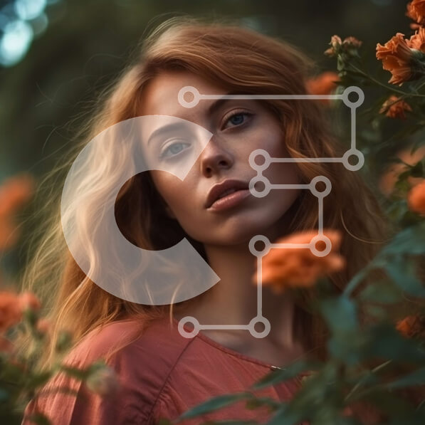 Intra Συλλεκτικό Ξύλινο Παζλ Plywood  4mm - Όμορφη εικόνα μιας γυναίκας σε έναν κήπο που περιβάλλεται από πορτοκαλί λουλούδια Σε Ξύλινο Κουτί - Διαστάσεις: 10x10 cm – 25 κομμάτια