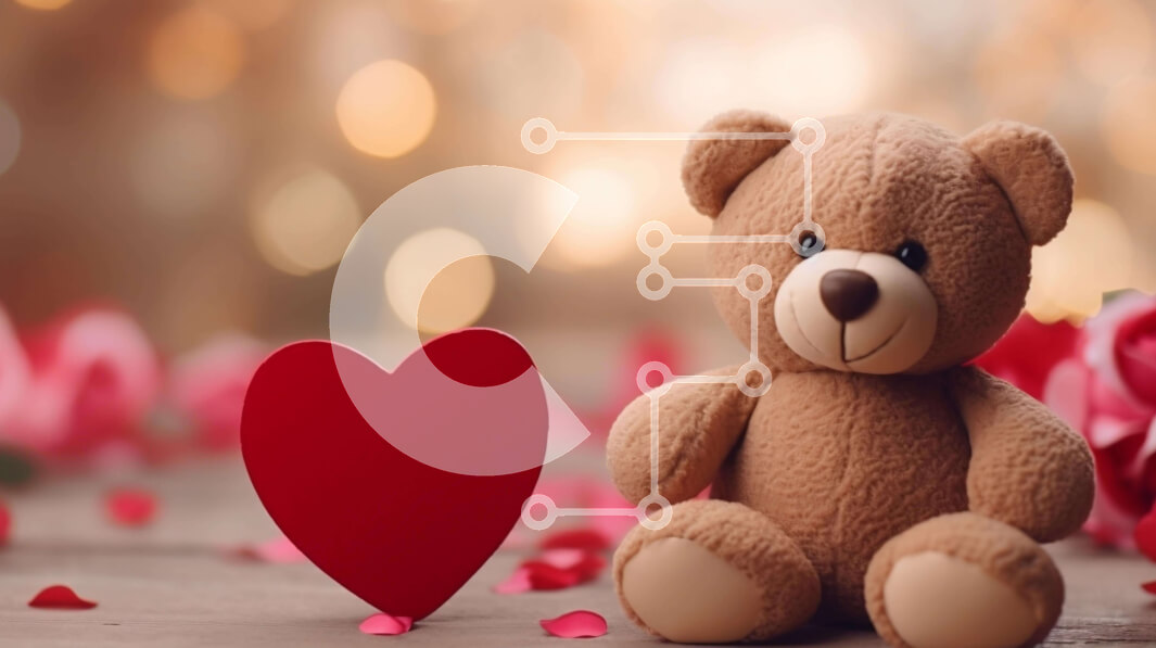 Intra Συλλεκτικό Ξύλινο Παζλ Plywood  4mm - Αρκουδάκι και κόκκινα τριαντάφυλλα Σε Ξύλινο Κουτί - Διαστάσεις Puzzle: 10x10 cm – 25 κομμάτια