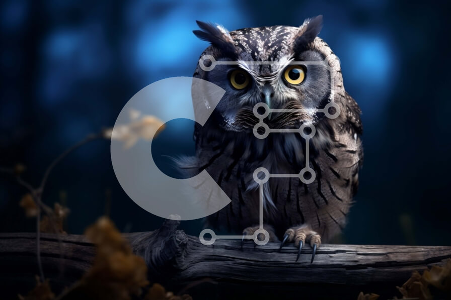 Σετ των 2 Intra Συλλεκτικό Ξύλινο Παζλ Plywood  4mm - Εκπληκτική εικόνα μιας κουκουβάγιας σε ένα σκοτεινό δάσος Σε Ξύλινο Κουτί - Διαστάσεις: 10x10 cm – 25 κομμάτια