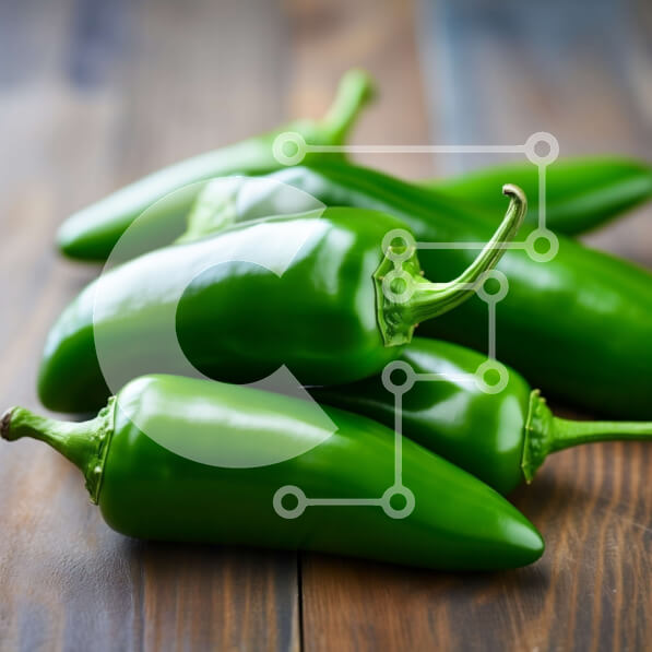 Σετ των 2 Intra Συλλεκτικό Ξύλινο Παζλ Plywood  4mm - Ομάδα πράσινων πιπεριών σε μια ξύλινη επιφάνεια Σε Ξύλινο Κουτί - Διαστάσεις: 10x10 cm – 25 κομμάτια