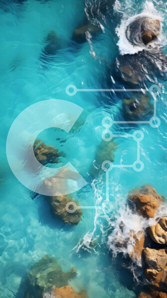 Σετ των 2 Intra Συλλεκτικό Ξύλινο Παζλ Plywood  4mm - Όμορφη εικόνα του καθαρού μπλε ωκεανού με βράχους Σε Ξύλινο Κουτί - Διαστάσεις: 10x10 cm – 25 κομμάτια