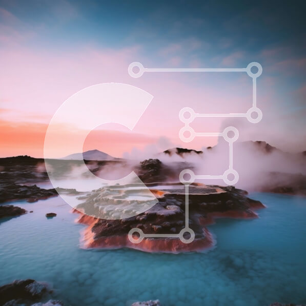 Intra Συλλεκτικό Ξύλινο Παζλ Plywood  4mm - Εκπληκτική θέα στο ηλιοβασίλεμα της θερμής πηγής στη μέση μιας λίμνης Σε Ξύλινο Κουτί - Διαστάσεις: 10x10 cm – 25 κομμάτια