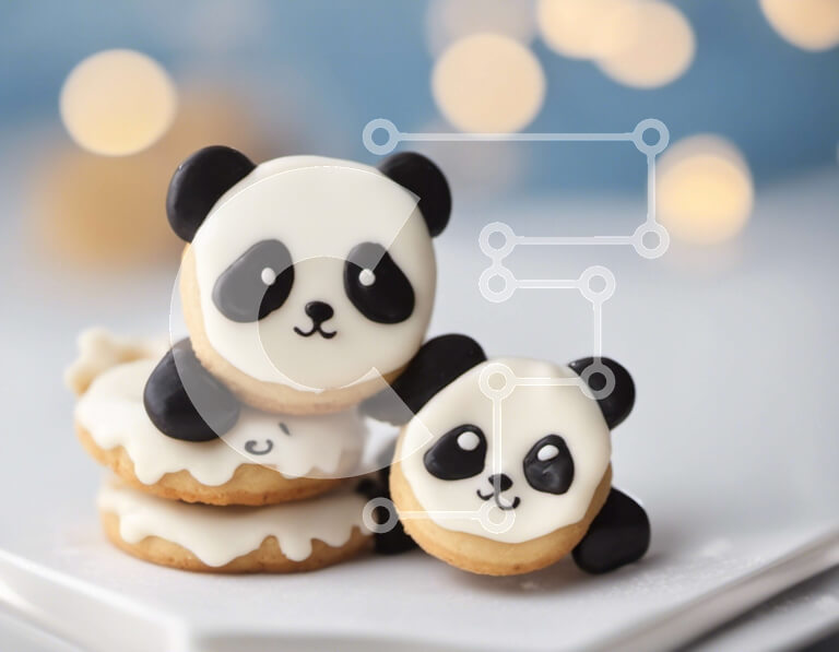 Σετ των 2 Intra Συλλεκτικό Ξύλινο Παζλ Plywood  4mm - Νόστιμη στοίβα μπισκότα αρκούδας Panda Σε Ξύλινο Κουτί - Διαστάσεις: 10x10 cm – 25 κομμάτια