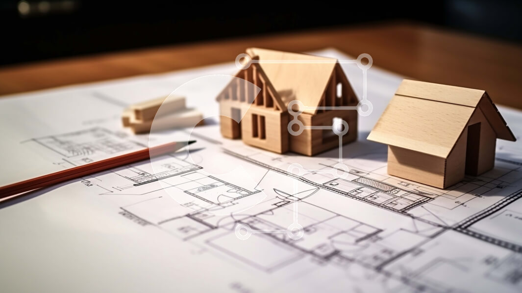 Intra Συλλεκτικό Ξύλινο Παζλ Plywood  4mm - Ξύλινο μπλοκ σπίτι σε σχεδιάγραμμα με μολύβι Σε Ξύλινο Κουτί - Διαστάσεις: 10x10 cm – 25 κομμάτια