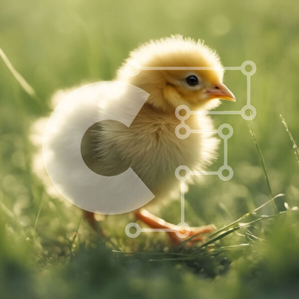 Intra Συλλεκτικό Ξύλινο Παζλ Plywood  4mm - Κίτρινο νεοσσό που στέκεται στο πράσινο γρασίδι Σε Ξύλινο Κουτί - Διαστάσεις: 10x10 cm – 25 κομμάτια