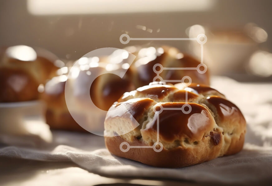 Σετ των 2 Intra Συλλεκτικό Ξύλινο Παζλ Plywood  4mm - Ποικιλία αρτοσκευασμάτων και ψωμιού σε ένα τραπέζι Σε Ξύλινο Κουτί - Διαστάσεις: 10x10 cm – 25 κομμάτια