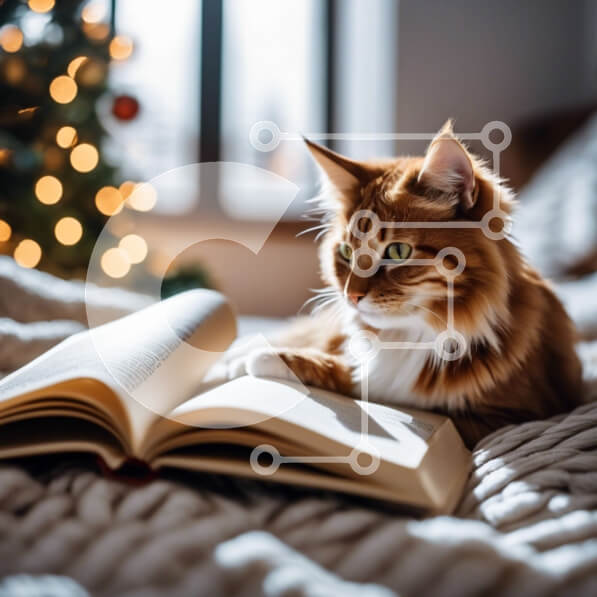 Intra Συλλεκτικό Ξύλινο Παζλ Plywood  4mm - Γάτα που διαβάζει ένα βιβλίο στο κρεβάτι Σε Ξύλινο Κουτί - Διαστάσεις: 10x10 cm – 25 κομμάτια