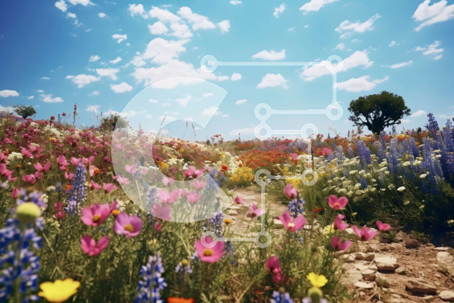 Intra Συλλεκτικό Ξύλινο Παζλ Plywood  4mm - Όμορφη εικόνα του αγρού με αγριολούλουδα μια ηλιόλουστη μέρα Σε Ξύλινο Κουτί - Διαστάσεις: 10x10 cm – 25 κομμάτια