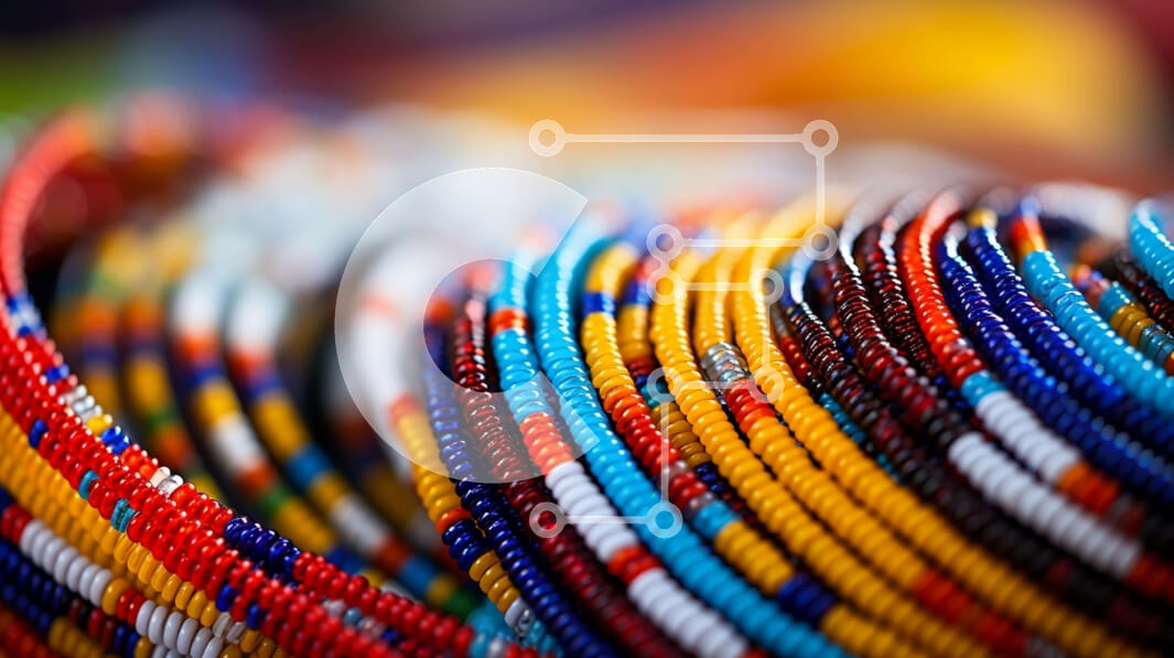 Intra Συλλεκτικό Ξύλινο Παζλ Plywood  4mm - Κοντινό πλάνο πολύχρωμα βραχιόλια με χάντρες Σε Ξύλινο Κουτί - Διαστάσεις Puzzle: 10x10 cm – 25 κομμάτια