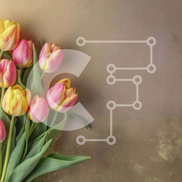 Intra Συλλεκτικό Ξύλινο Παζλ Plywood  4mm - Όμορφο μπουκέτο με ροζ και κίτρινες τουλίπες σε μπεζ φόντο Σε Ξύλινο Κουτί - Διαστάσεις: 10x10 cm – 25 κομμάτια