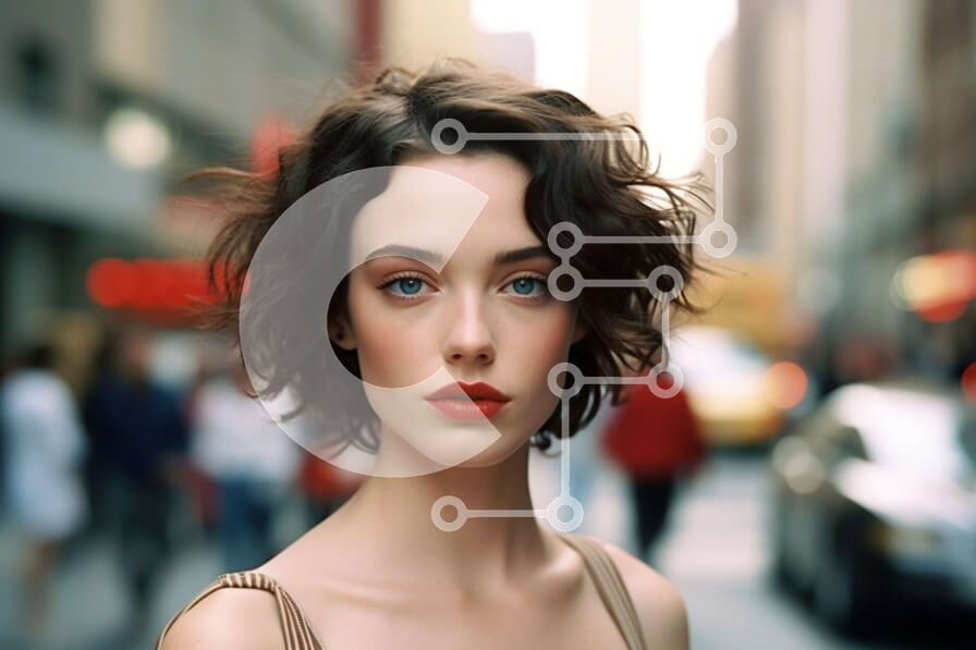 Intra Συλλεκτικό Ξύλινο Παζλ Plywood  4mm - Γυναίκα με καφέ φόρεμα στο City Street με συννεφιασμένο ουρανό Σε Ξύλινο Κουτί - Διαστάσεις Puzzle: 10x10 cm – 25 κομμάτια