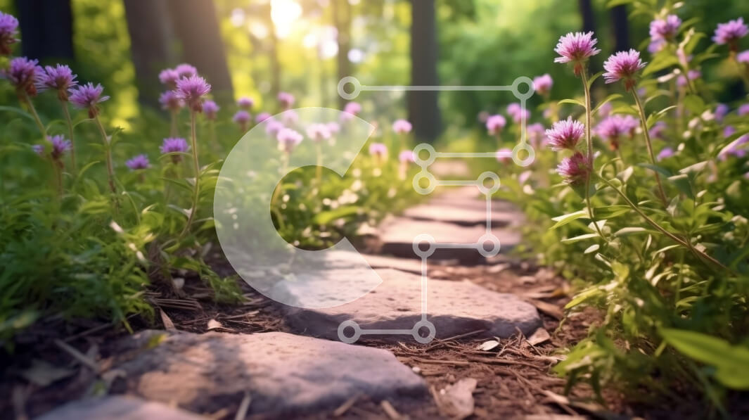 Intra Συλλεκτικό Ξύλινο Παζλ Plywood  4mm - Όμορφο μονοπάτι μέσα από ένα ανθισμένο δάσος Σε Ξύλινο Κουτί - Διαστάσεις: 10x10 cm – 25 κομμάτια