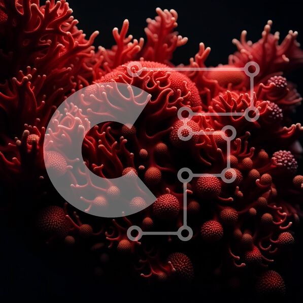 Intra Συλλεκτικό Ξύλινο Παζλ Plywood  4mm - Ζωντανό κόκκινο κοράλλι με φυσαλίδες - εικόνα από κοντά Σε Ξύλινο Κουτί - Διαστάσεις: 10x10 cm – 25 κομμάτια