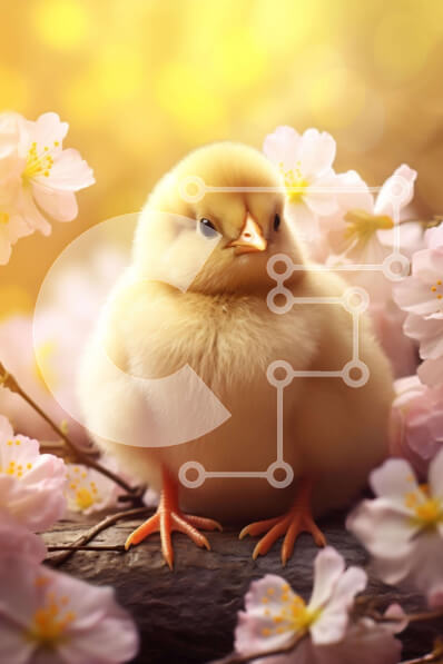 Σετ των 2 Intra Συλλεκτικό Ξύλινο Παζλ Plywood  4mm - Κίτρινο νεοσσό με ροζ λουλούδια Σε Ξύλινο Κουτί - Διαστάσεις: 10x10 cm – 25 κομμάτια