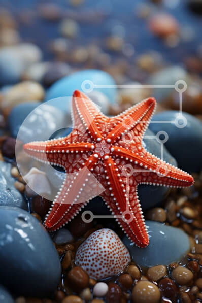 Σετ των 2 Intra Συλλεκτικό Ξύλινο Παζλ Plywood  4mm - Εκπληκτική εικόνα ενός κόκκινου αστερία σε καθαρά νερά του ωκεανού Σε Ξύλινο Κουτί - Διαστάσεις: 10x10 cm – 25 κομμάτια