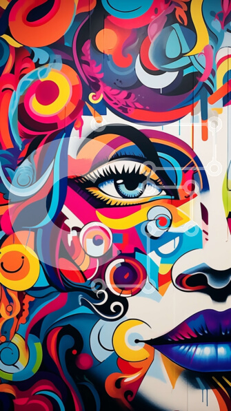 Intra Συλλεκτικό Ξύλινο Παζλ Plywood  4mm - Ζωντανή τοιχογραφία χαμογελαστή γυναίκας με λουλούδι στα μαλλιά της Σε Ξύλινο Κουτί - Διαστάσεις Puzzle: 10x10 cm – 25 κομμάτια