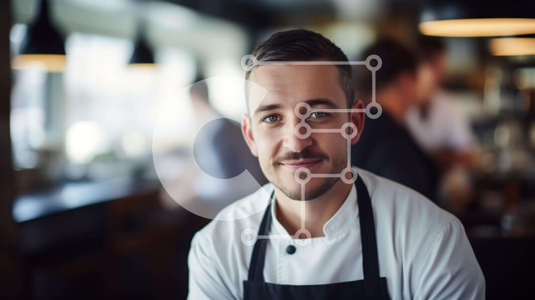 Intra Συλλεκτικό Ξύλινο Παζλ Plywood  4mm - Άνδρας σεφ στο εστιατόριο Σε Ξύλινο Κουτί - Διαστάσεις Puzzle: 10x10 cm – 25 κομμάτια