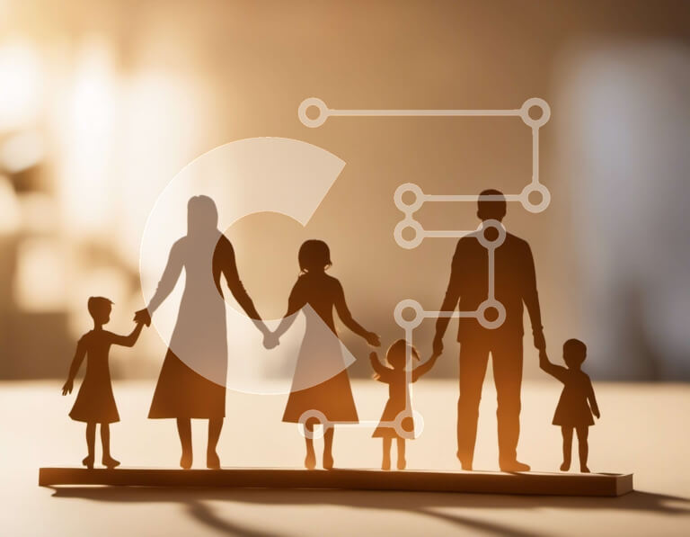 Intra Συλλεκτικό Ξύλινο Παζλ Plywood  4mm - Οικογένεια που κρατά τα χέρια σε κύκλο σε ξύλινη επιφάνεια Σε Ξύλινο Κουτί - Διαστάσεις Puzzle: 10x10 cm – 25 κομμάτια