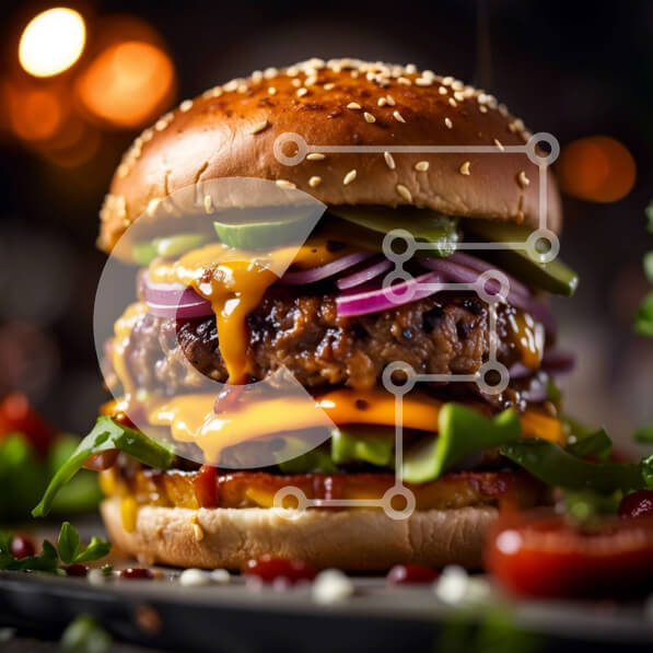 Σετ των 2 Intra Συλλεκτικό Ξύλινο Παζλ Plywood  4mm - Λαχταριστό Cheeseburger με μπέικον, τυρί Cheddar και φρέσκα λαχανικά Σε Ξύλινο Κουτί - Διαστάσεις: 10x10 cm – 25 κομμάτια