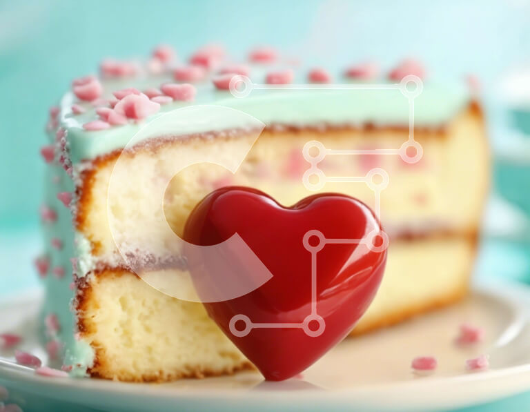 Σετ των 2 Intra Συλλεκτικό Ξύλινο Παζλ Plywood  4mm - Κέικ σε σχήμα καρδιάς με Blue Frosting και Red Sprinkles Σε Ξύλινο Κουτί - Διαστάσεις: 10x10 cm – 25 κομμάτια