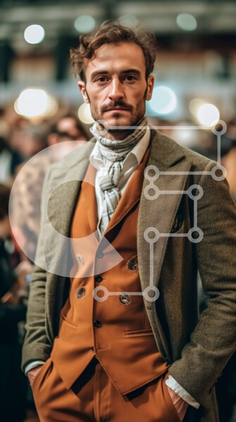 Intra Συλλεκτικό Ξύλινο Παζλ Plywood  4mm - Σοβαρός άνδρας με καφέ κοστούμι και καπέλο που απευθύνεται στο πλήθος Σε Ξύλινο Κουτί - Διαστάσεις Puzzle: 10x10 cm – 25 κομμάτια