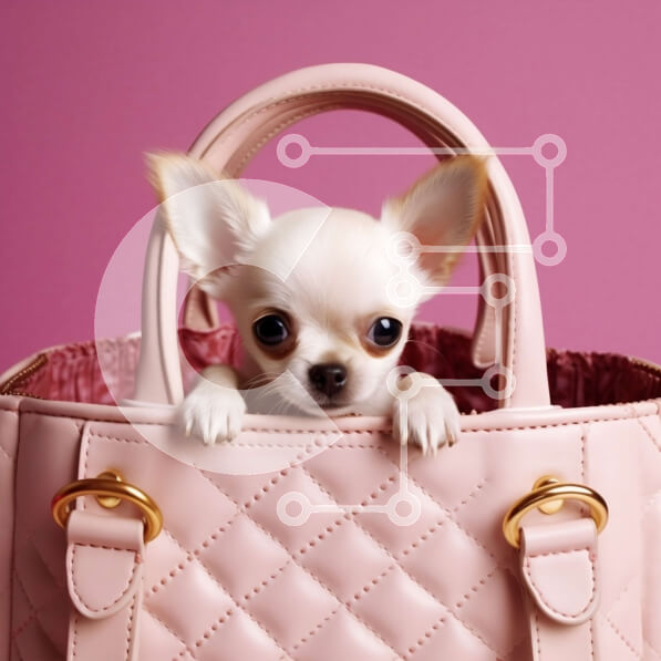 Intra Συλλεκτικό Ξύλινο Παζλ Plywood  4mm - Αξιολάτρευτη εικόνα ενός Τσιουάουα σε μια ροζ τσάντα Σε Ξύλινο Κουτί - Διαστάσεις: 10x10 cm – 25 κομμάτια