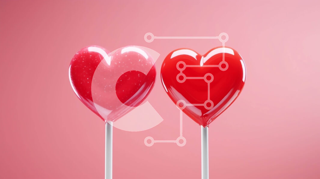 Σετ των 2 Intra Συλλεκτικό Ξύλινο Παζλ Plywood  4mm - Γλειφιτζούρια σε σχήμα καρδιάς σε ροζ φόντο Σε Ξύλινο Κουτί - Διαστάσεις: 10x10 cm – 25 κομμάτια