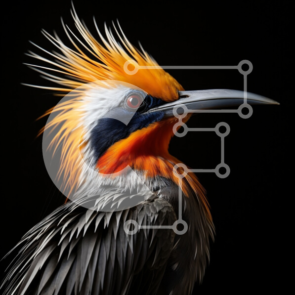 Intra Συλλεκτικό Ξύλινο Παζλ Plywood  4mm - Ζωντανή κοντινή φωτογραφία ενός πουλιού με φωτεινά πορτοκαλί και μαύρα φτερά Σε Ξύλινο Κουτί - Διαστάσεις: 10x10 cm – 25 κομμάτια