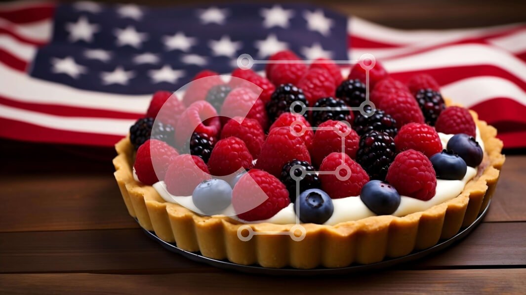 Σετ των 2 Intra Συλλεκτικό Ξύλινο Παζλ Plywood  4mm - Πατριωτική αμερικανική πίτα με μούρα Σε Ξύλινο Κουτί - Διαστάσεις: 10x10 cm – 25 κομμάτια