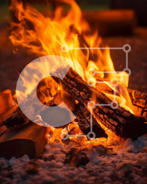 Intra Συλλεκτικό Ξύλινο Παζλ Plywood  4mm - Φωτιά με αναμμένα κούτσουρα και σκοτεινό ουρανό - Φωτογραφία Αρχείου Σε Ξύλινο Κουτί - Διαστάσεις: 10x10 cm – 25 κομμάτια