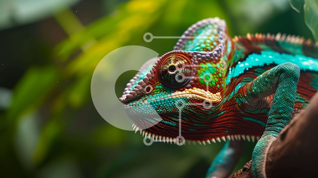 Intra Συλλεκτικό Ξύλινο Παζλ Plywood  4mm - Πολύχρωμος χαμαιλέοντας σκαρφαλωμένος σε ένα κλαδί δέντρου Σε Ξύλινο Κουτί - Διαστάσεις: 10x10 cm – 25 κομμάτια