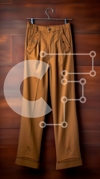 Intra Συλλεκτικό Ξύλινο Παζλ Plywood  4mm - Καφέ βαμβακερό παντελόνι με ίσια εφαρμογή και κλείσιμο με κουμπιά Σε Ξύλινο Κουτί - Διαστάσεις Puzzle: 10x10 cm – 25 κομμάτια