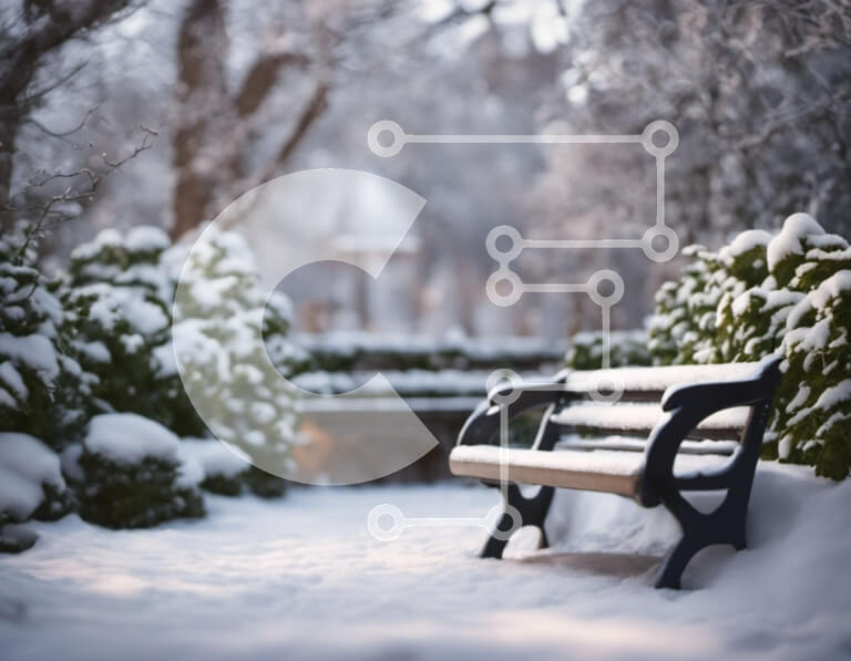 Intra Συλλεκτικό Ξύλινο Παζλ Plywood  4mm - Χιονισμένος πάγκος πάρκου σε μια χειμερινή χώρα των θαυμάτων Σε Ξύλινο Κουτί - Διαστάσεις Puzzle: 10x10 cm – 25 κομμάτια