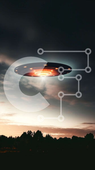 Intra Συλλεκτικό Ξύλινο Παζλ Plywood  4mm - Εξωγήινο διαστημόπλοιο που πετά πάνω από ένα χωράφι με δέντρα Σε Ξύλινο Κουτί - Διαστάσεις Puzzle: 10x10 cm – 25 κομμάτια