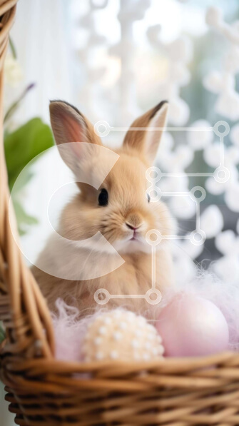 Intra Συλλεκτικό Ξύλινο Παζλ Plywood  4mm - Πασχαλινό λαγουδάκι με πασχαλινά αυγά στο καλάθι Σε Ξύλινο Κουτί - Διαστάσεις Puzzle: 10x10 cm – 25 κομμάτια