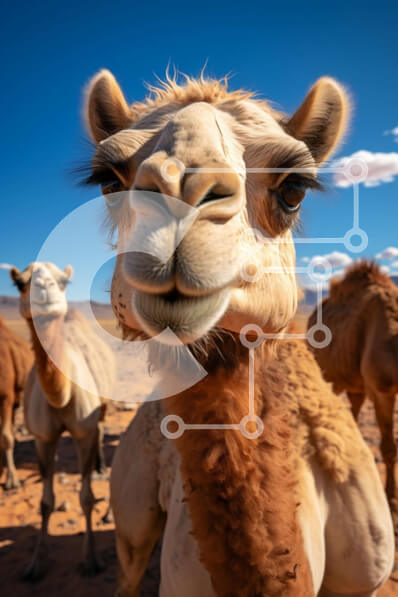 Σετ των 2 Intra Συλλεκτικό Ξύλινο Παζλ Plywood  4mm - Όμορφη εικόνα με καμήλες στην έρημο με καθαρό μπλε ουρανό Σε Ξύλινο Κουτί - Διαστάσεις: 10x10 cm – 25 κομμάτια